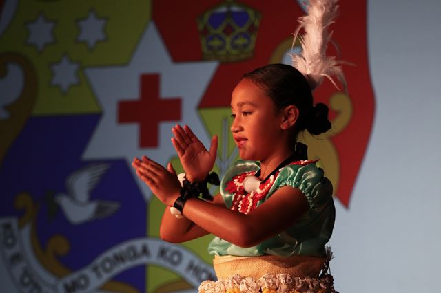 Young child performing