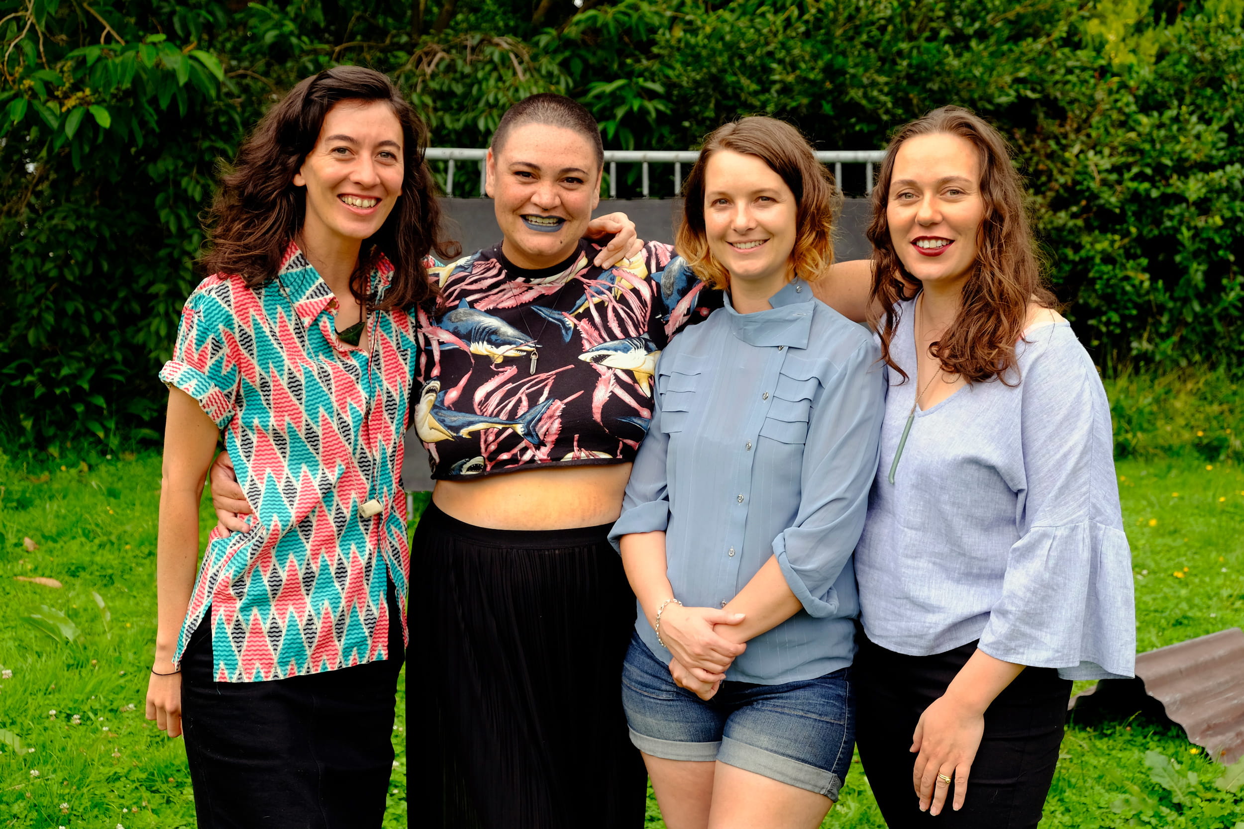 Mata Aho Collective, left to right: Bridget Reweti, Sarah Hudson, Terri Te Tau and Erena Baker. 