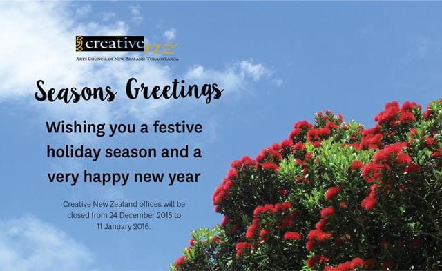 Seasons Greetings from Creative New Zealand