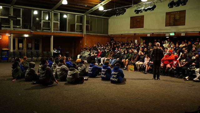 Crowd of people in a hall