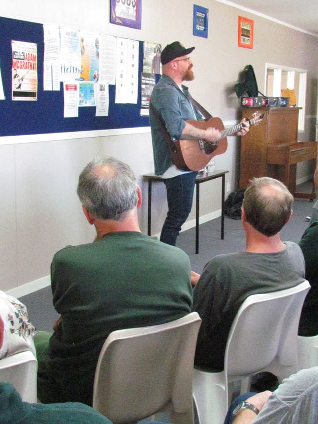 Performer Folk Singin Hope Buildin and Yarn Spinnin in Canterbury Prisons
