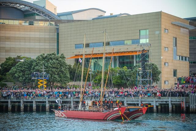 Thousands welcome waka fleet to Wellington for opening of 2018 New Zealand Festival