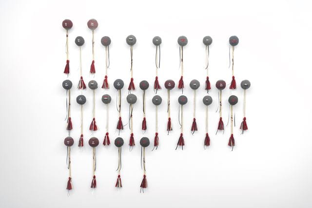 Ngahina Hohaia, Article 2, 2025, installation view. Photograph by Kallan MacLeod courtesy of the artist and Tim Melville Gallery Tāmaki Makaurau Auckland landscape