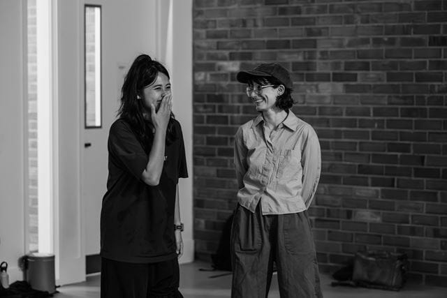 Yin-Chi Lee and Ella Becroft during a rehearsal for GUEST at Wellesley Studios. Photography by Andi Crown